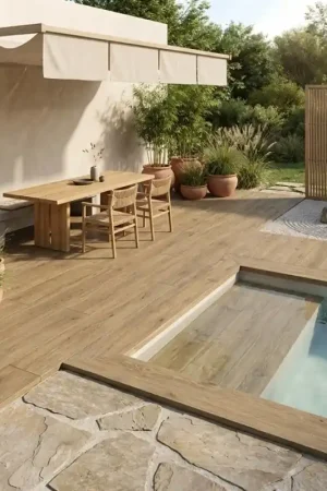 Carrelage HARU TAN 20×120 effet bois R11 Pas Cher